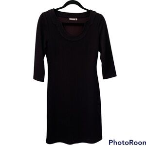 ELLIE KAI Fitted Knit Dark Brown Dress,3/4 sleeves,Cotton blend,Size 4